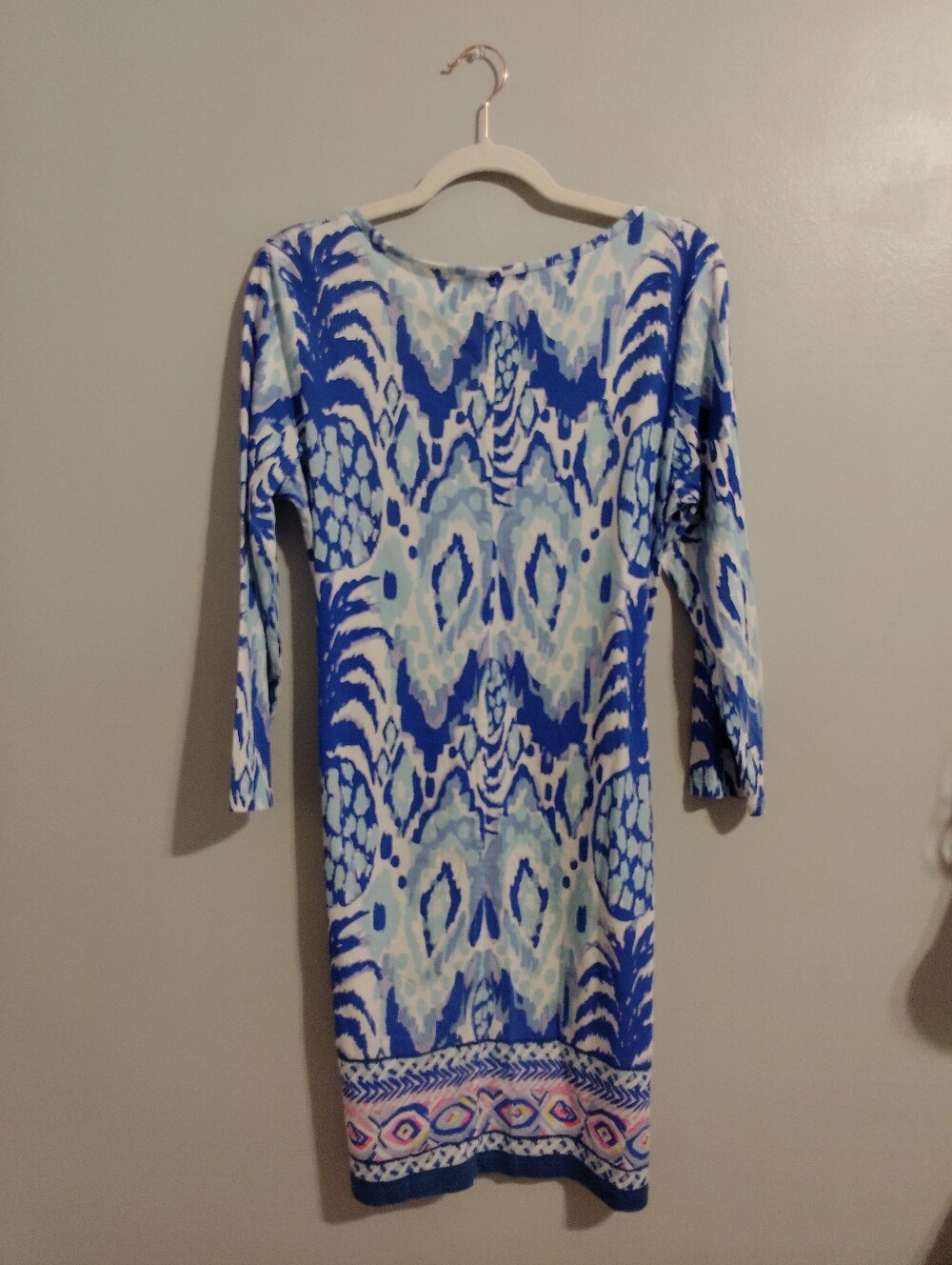 Lilly Pulitzer Blue White Pima Cotton Beacon Dress in Tropic Call Me Size L